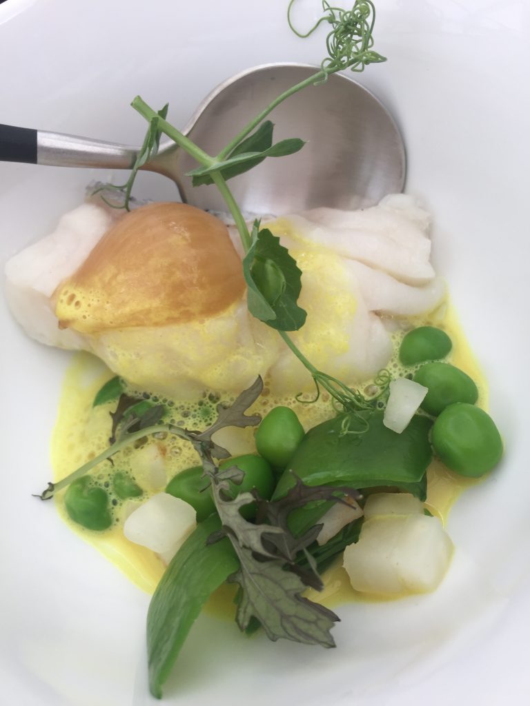 Filet de lieu jaune / Petit pois / Curcuma